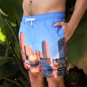Men's 6'' Stretch Printed Volley Swim Trunks-Skyline sold by IslandHaze