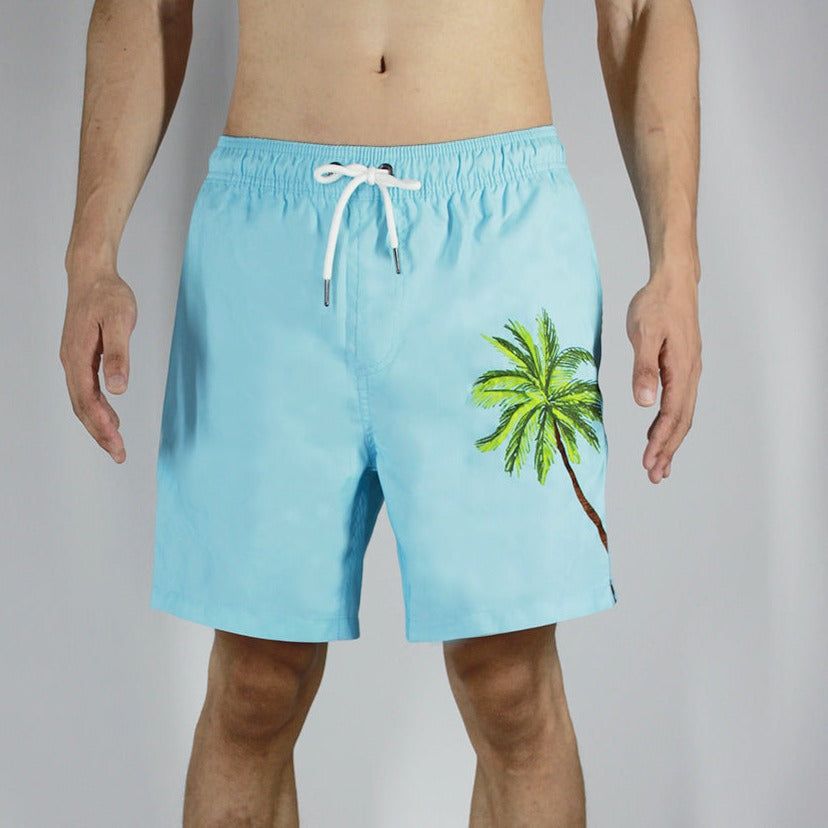Men's 6'' Inseam embroidered swim trunks-Palm Pastel sold by IslandHaze product image thumbnail 5