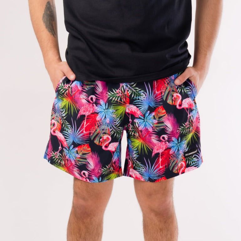 Men's Flamingo Swim Trunks Neon Swim Shorts sold by IslandHaze product image thumbnail 2