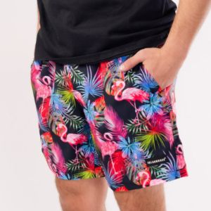 Men's Flamingo Swim Trunks Neon Swim Shorts sold by IslandHaze