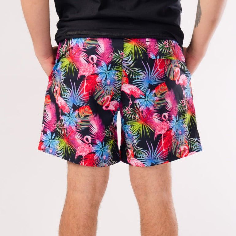 Men's Flamingo Swim Trunks Neon Swim Shorts sold by IslandHaze product image thumbnail 4