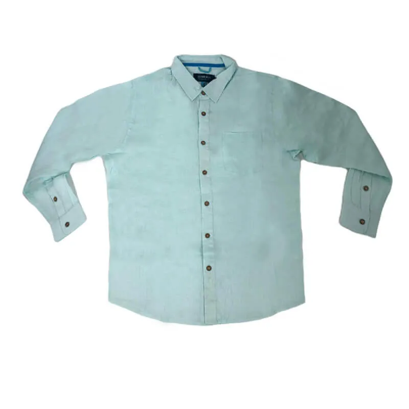 Hawaiian Linen Long Sleeve Shirt Macaron Green sold by IslandHaze