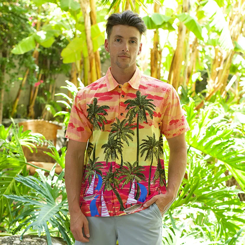 Men’s Button-Down Cotton Shirt SETTING SUN sold by IslandHaze product image thumbnail 3