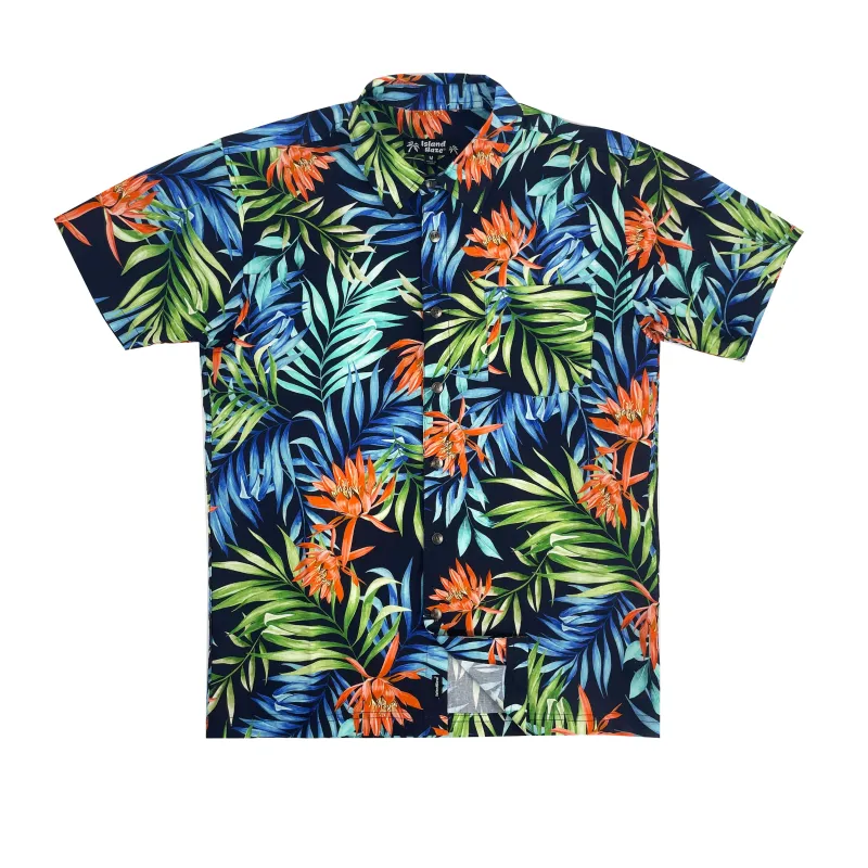 Men’s Button-Down Cotton Shirt JUNGLE LEAF sold by IslandHaze