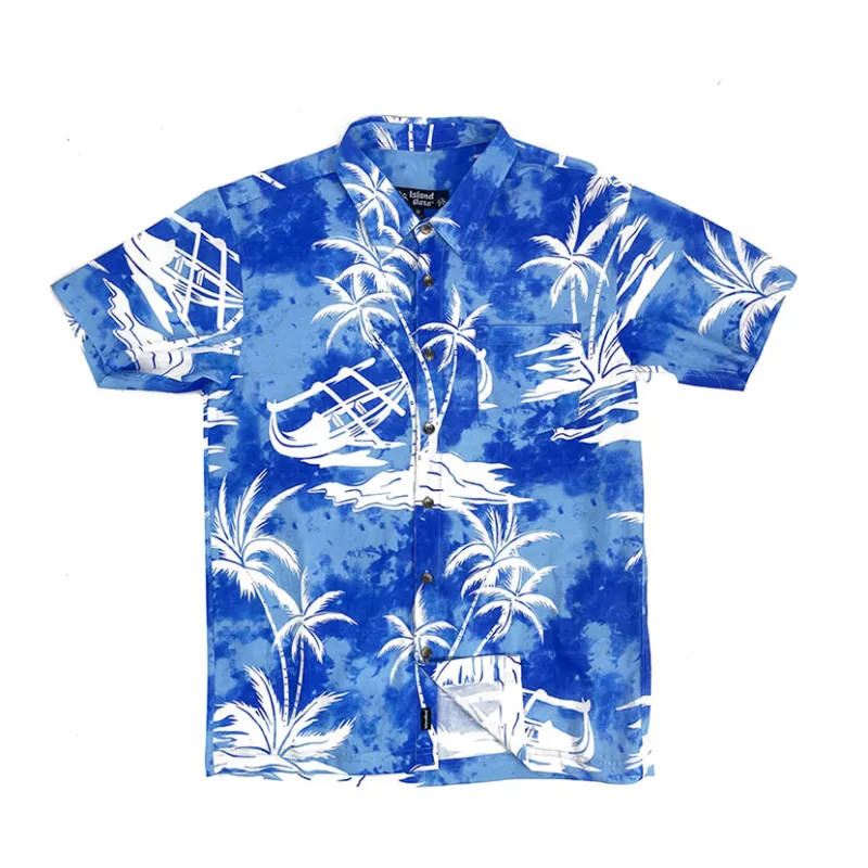 Men’s Button-Down Cotton Shirt TIE DYEPINA COLA sold by IslandHaze