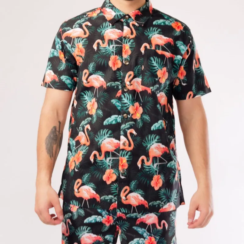 [Wholesale Min USD $350][OFF-SEASON SALE]Flamingo Hawaiian Shirt Mingomix Short Sleeve Shirt made by IslandHaze