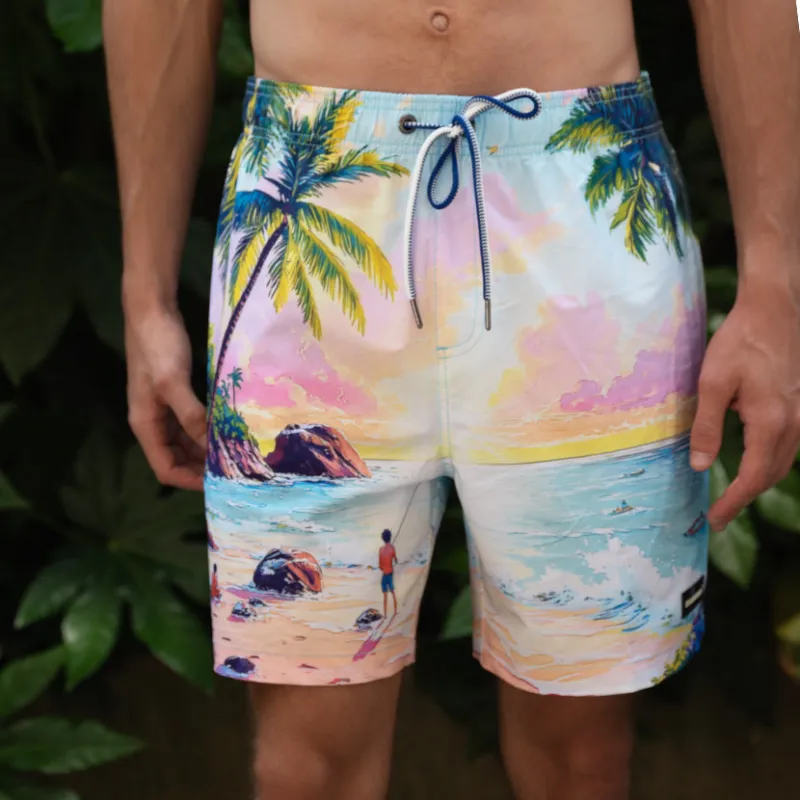 [Wholesale Min USD $350]6“ Stretch Printed Volley Shorts-SOLOMON made by IslandHaze