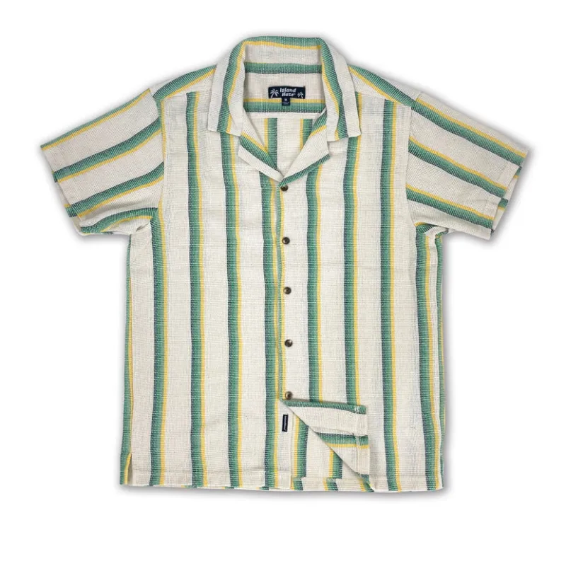 Men's Textured Stripe S/S Woven Shirts (MS724715) made by IslandHaze