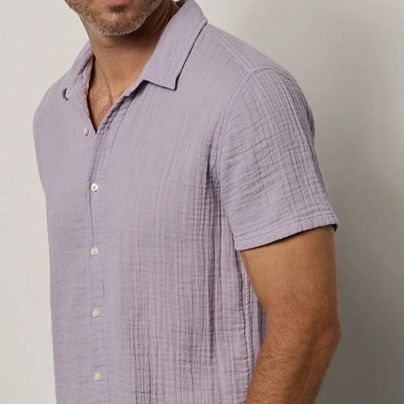 Short Sleeve Cotton Gauze Men’s Top -Lightweight Resort Wear-RAKINO sold by IslandHaze product image thumbnail 2