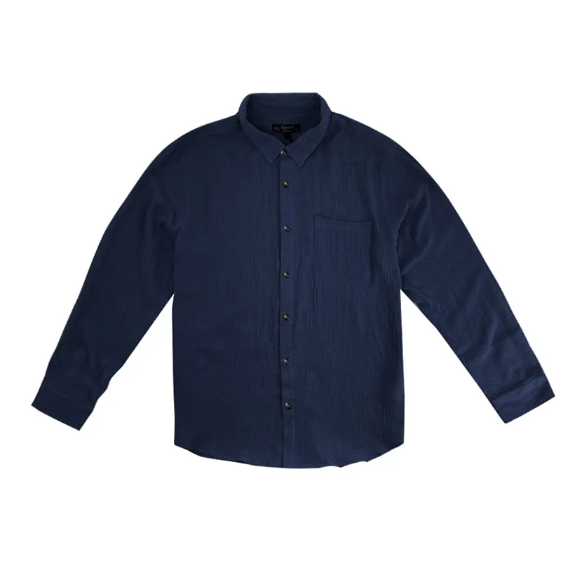 Long Sleeve Cotton Gauze Men’s Top - Lightweight Resort Wear-QUENESKA sold by IslandHaze product image thumbnail 4