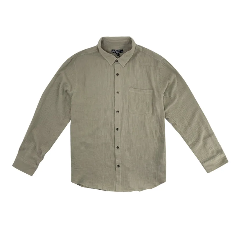 Long Sleeve Cotton Gauze Men’s Top - Lightweight Resort Wear-QUENESKA sold by IslandHaze product image thumbnail 5