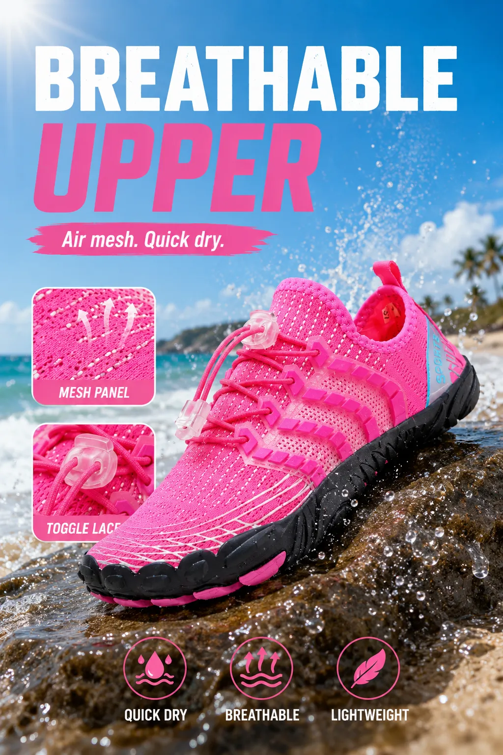 Junior/Women's Hybrid Water Shoes: Lightweight Breathable Sneakers for Surfing, Beach, and Water Sports sold by IslandHaze product image thumbnail 3