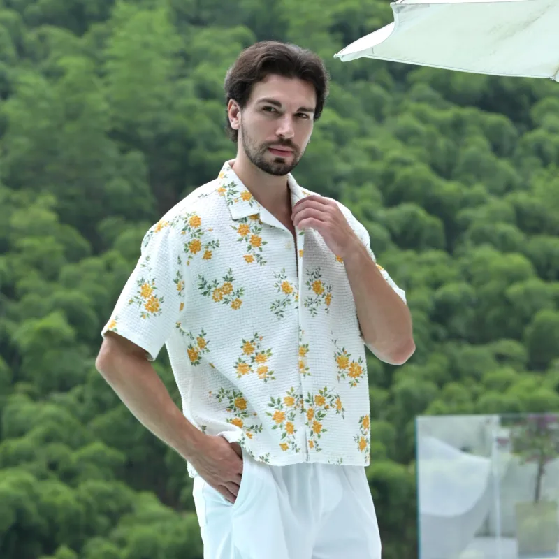 Men's Coastal Short Sleeve Embroidered Shirt - TRISTAN made by IslandHaze