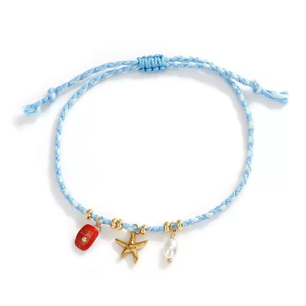 Handmade Boho Woven Cord Shell Charm Bracelet sold by IslandHaze product image thumbnail 4