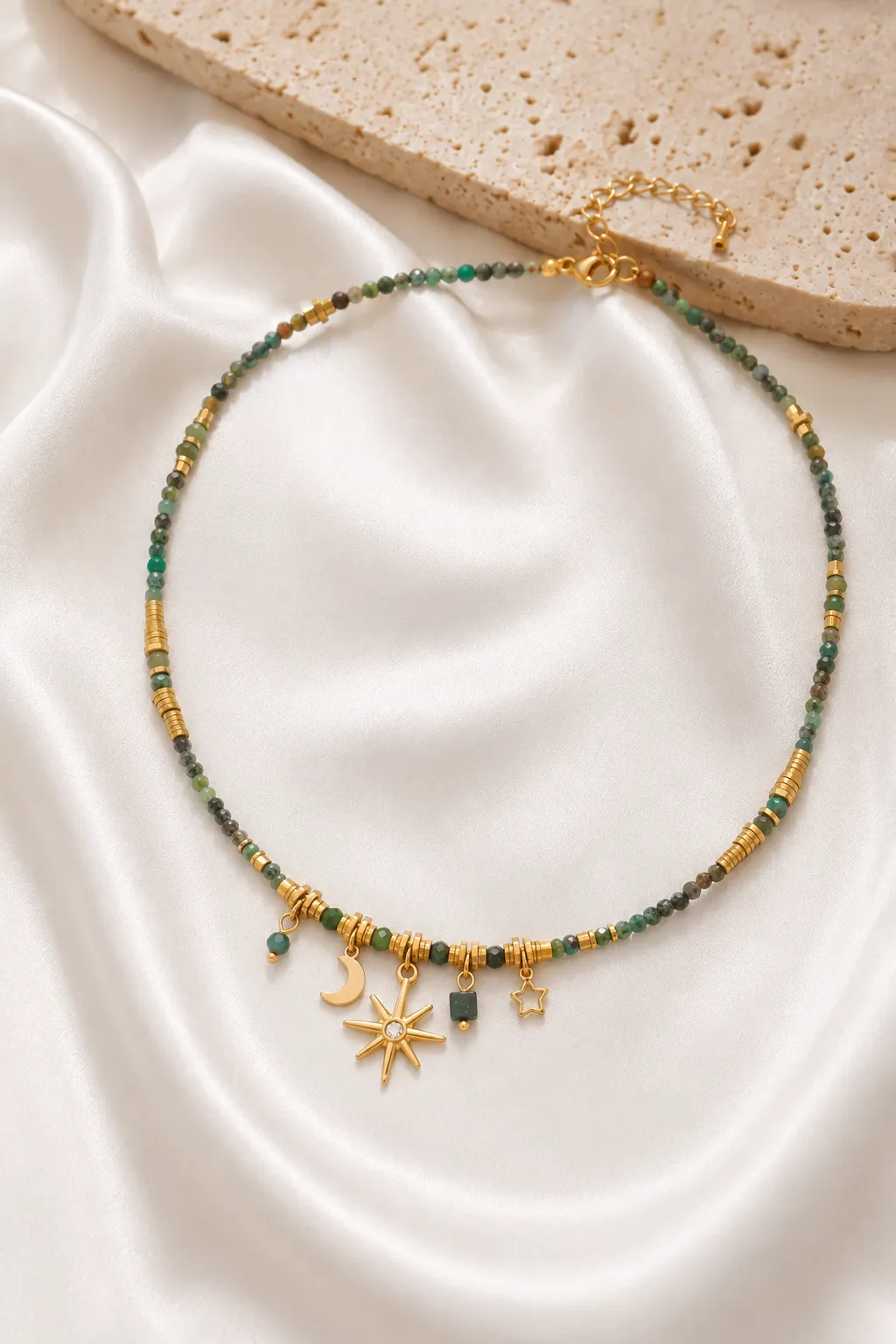 Celestial Star & Moon Gemstone Beaded Choker sold by IslandHaze product image thumbnail 4