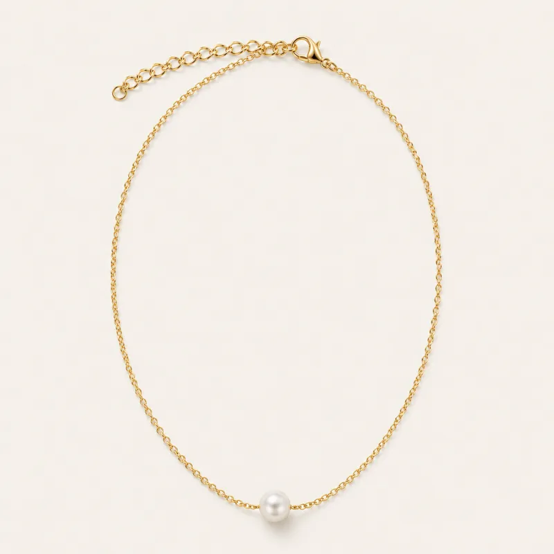 Single Pearl Floating Choker Necklace made by IslandHaze