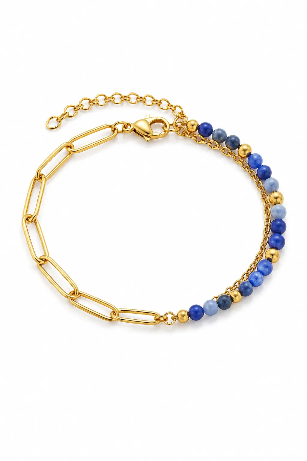 Natural Stone & Paperclip Chain Half Hybrid Bracelet sold by IslandHaze product image thumbnail 4