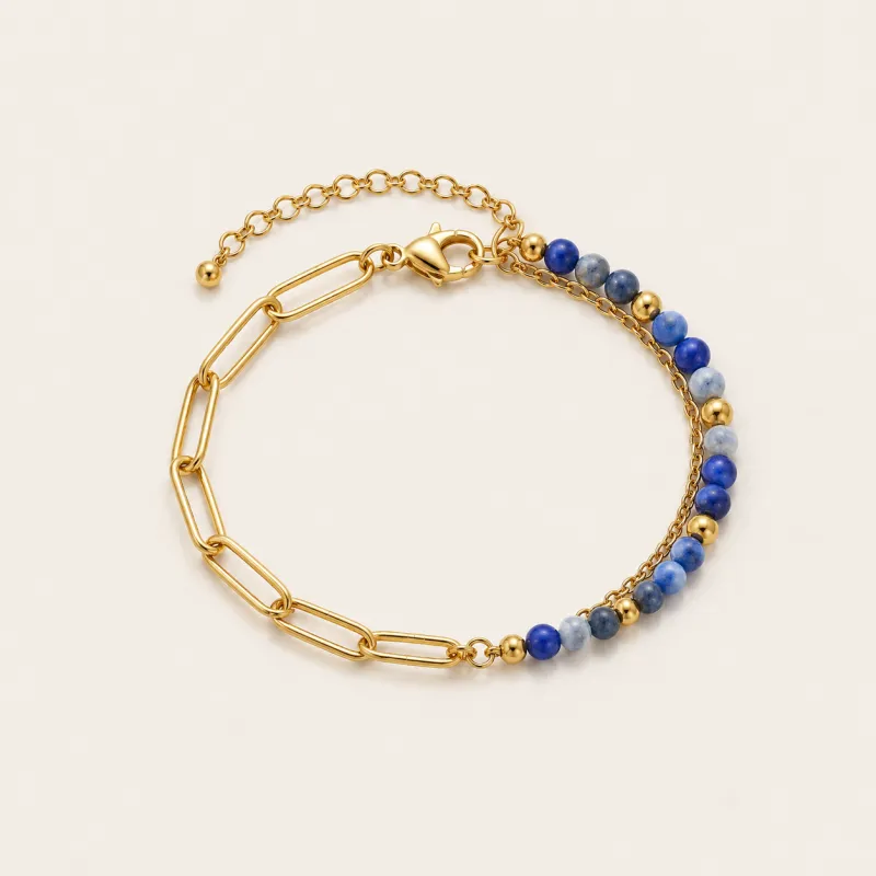 Natural Stone & Paperclip Chain Half Hybrid Bracelet made by IslandHaze
