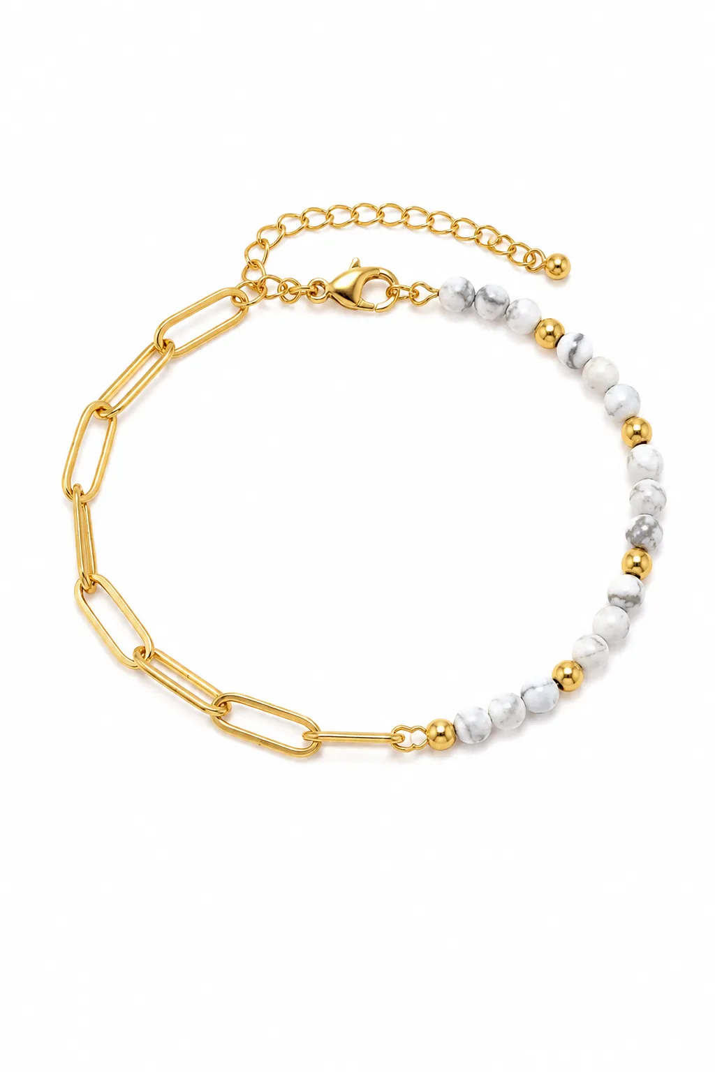 Natural Stone & Paperclip Chain Half Hybrid Bracelet sold by IslandHaze product image thumbnail 5