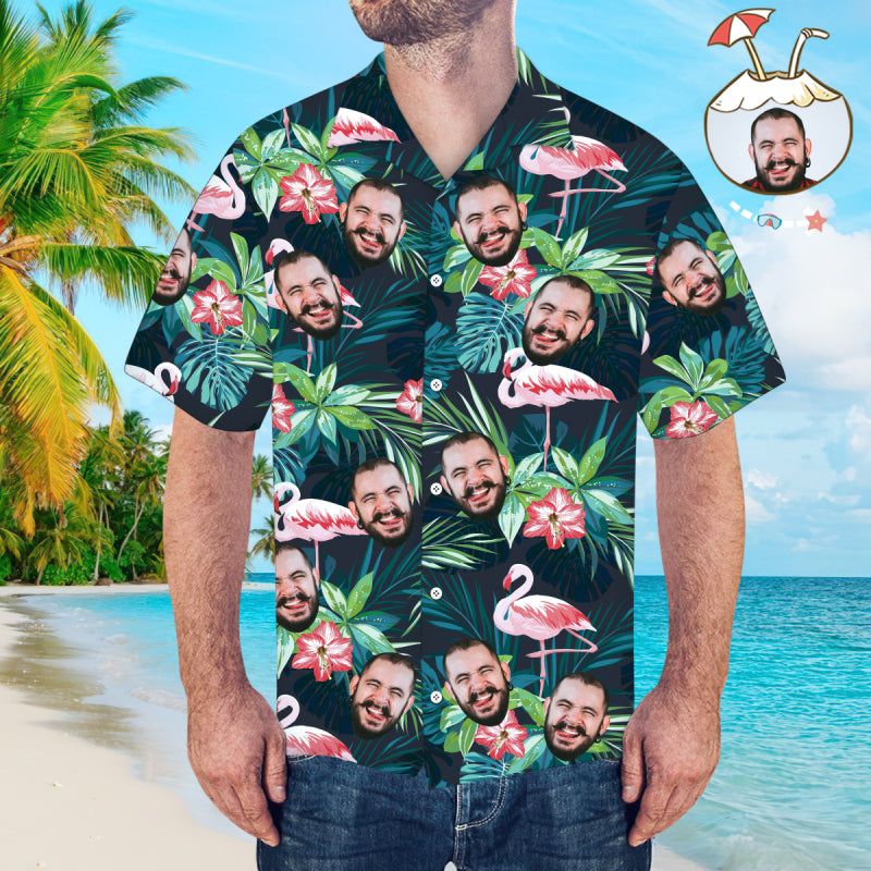 Funny Custom Face Flamingo Tropical Custom Hawaiian Shirt sold by IslandHaze product image thumbnail 2