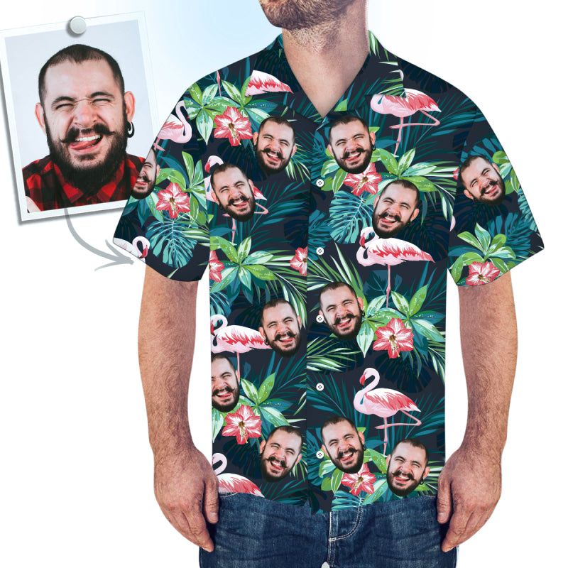 Funny Custom Face Flamingo Tropical Custom Hawaiian Shirt sold by IslandHaze product image thumbnail 3