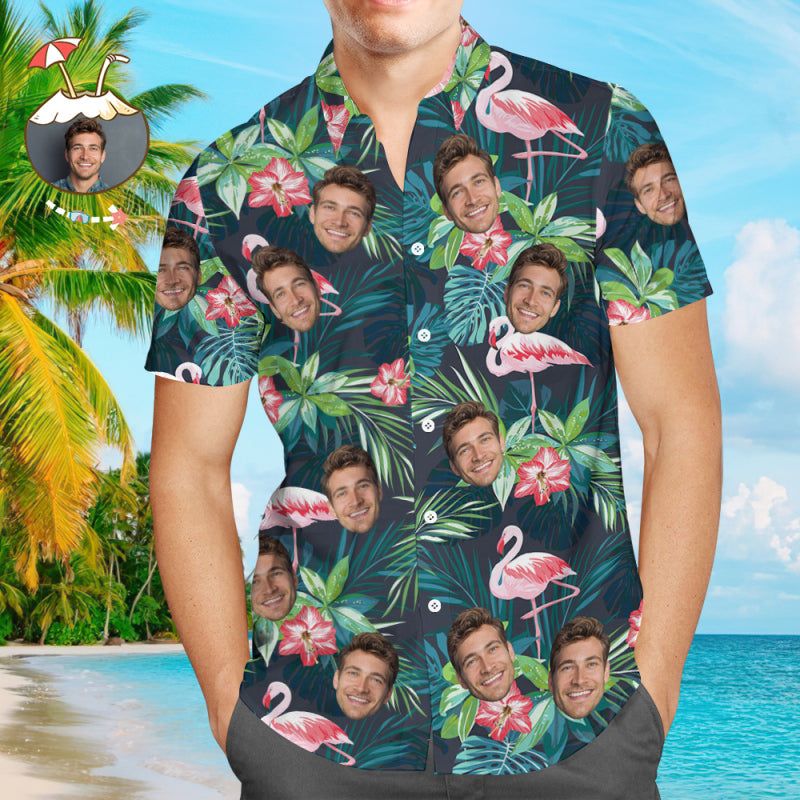 Funny Custom Face Flamingo Tropical Custom Hawaiian Shirt sold by IslandHaze
