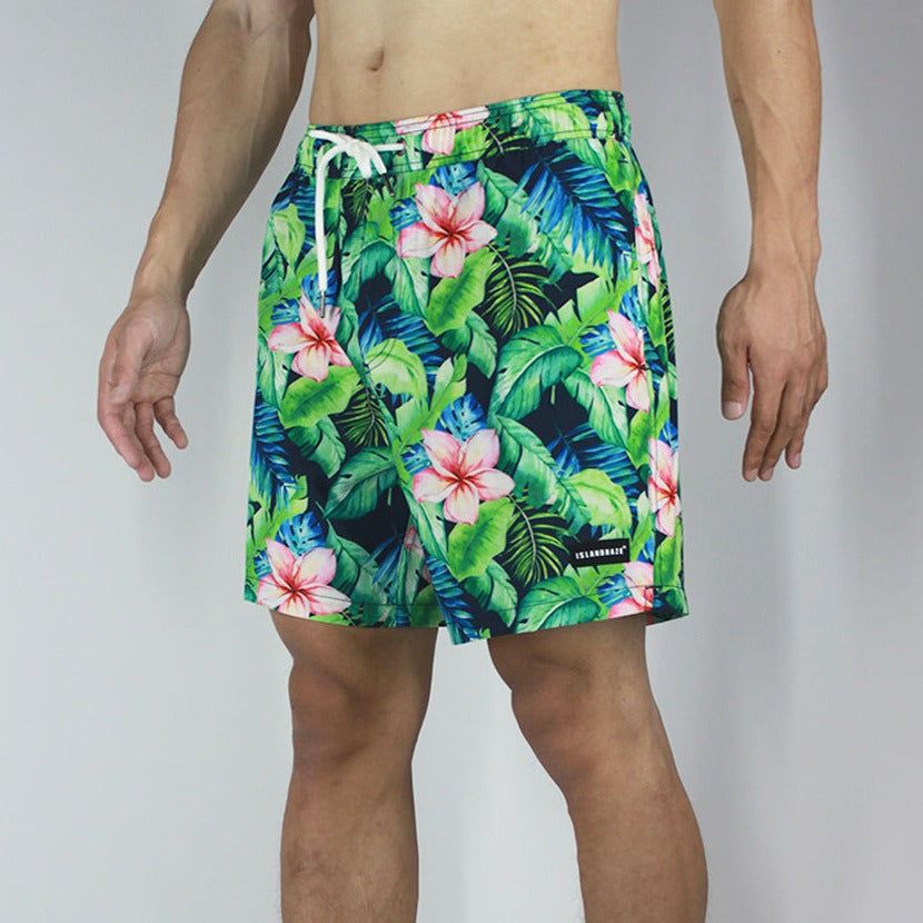 Men's 6'' Stretch Printed Volley Green Swim Trunks-Greenado sold by IslandHaze product image thumbnail 2