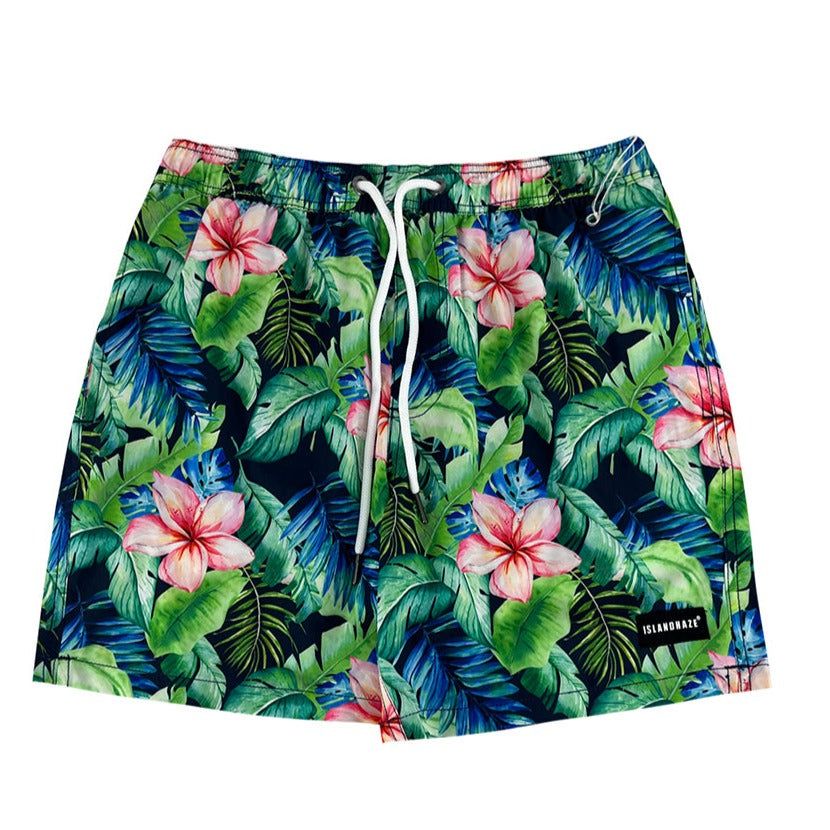 Men's 6'' Stretch Printed Volley Green Swim Trunks-Greenado sold by IslandHaze