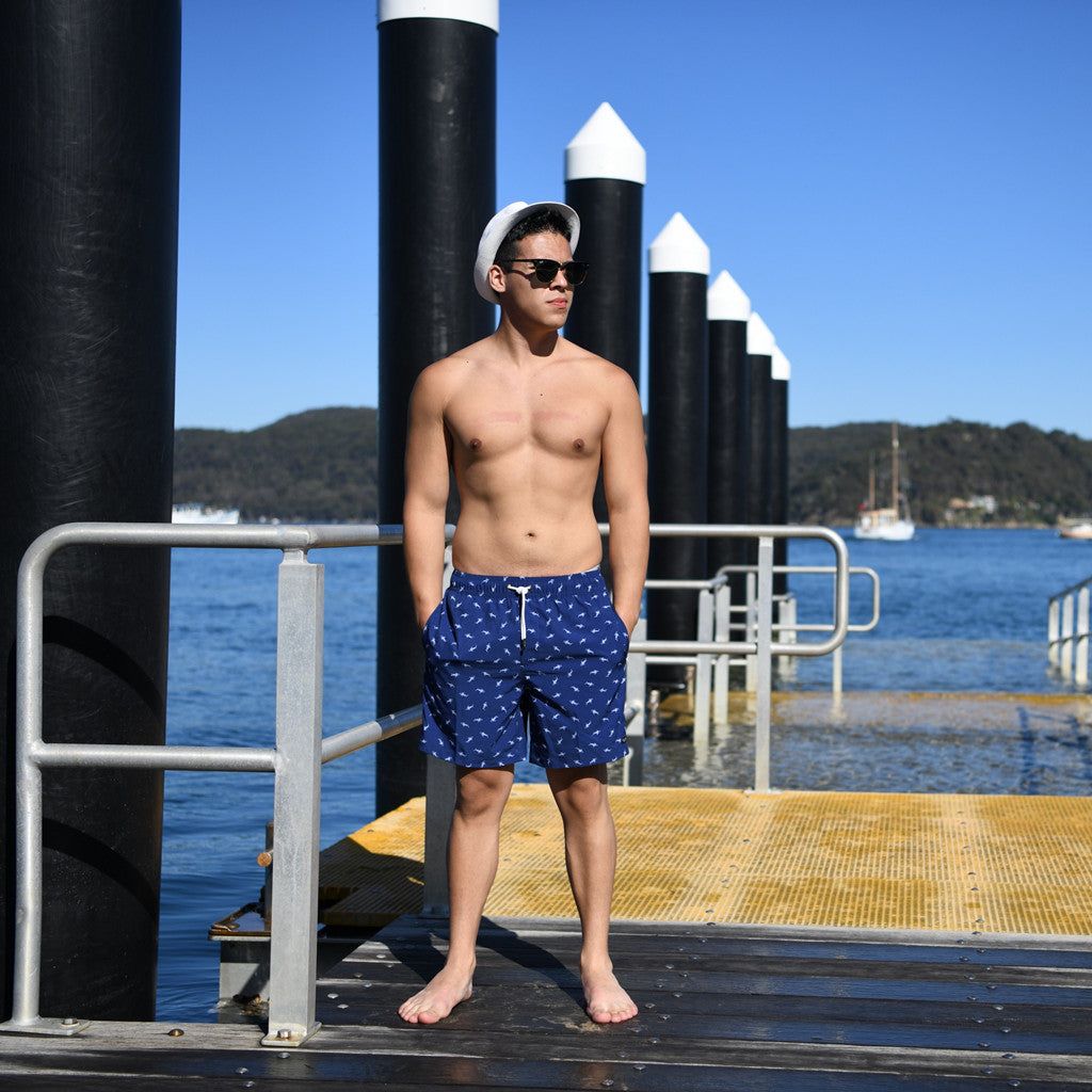 Men's 6'' Stretch Printed Volley Blue Swim Trunks-Mariana sold by IslandHaze product image thumbnail 2