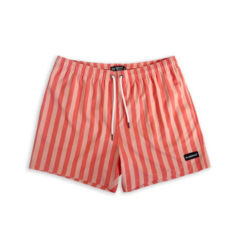 Men's Striped Shorts 5" Swim Trunks-Red sold by IslandHaze
