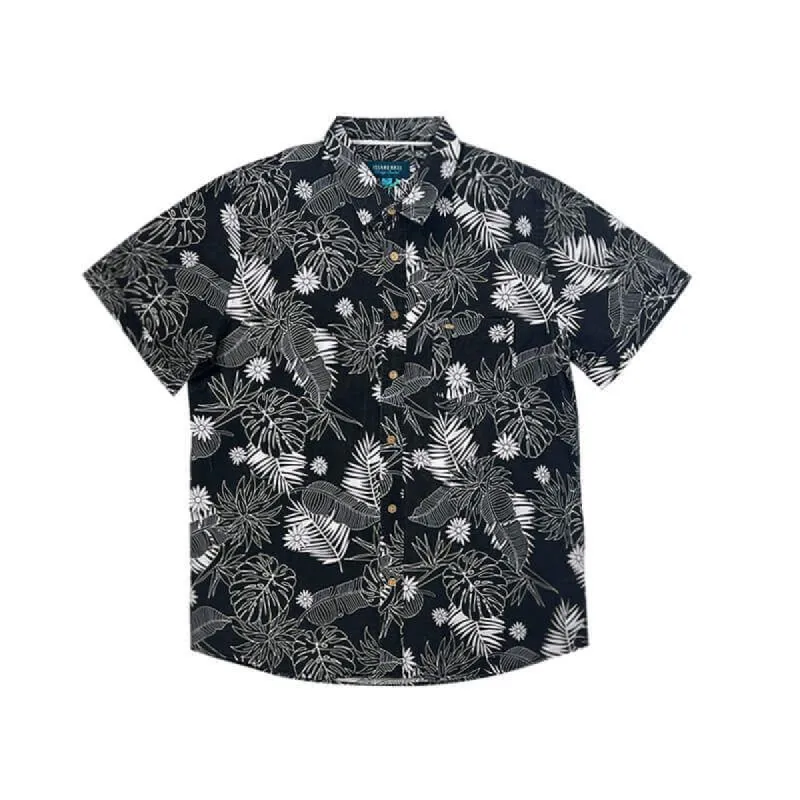Hawaiian Shirt Black Tropical Plants Shirt sold by IslandHaze