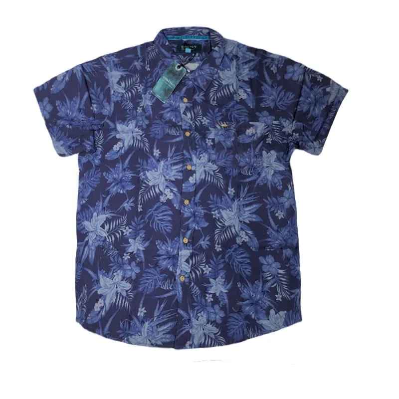 Hawaiian Shirt Blue Tropical Flower Shirt sold by IslandHaze