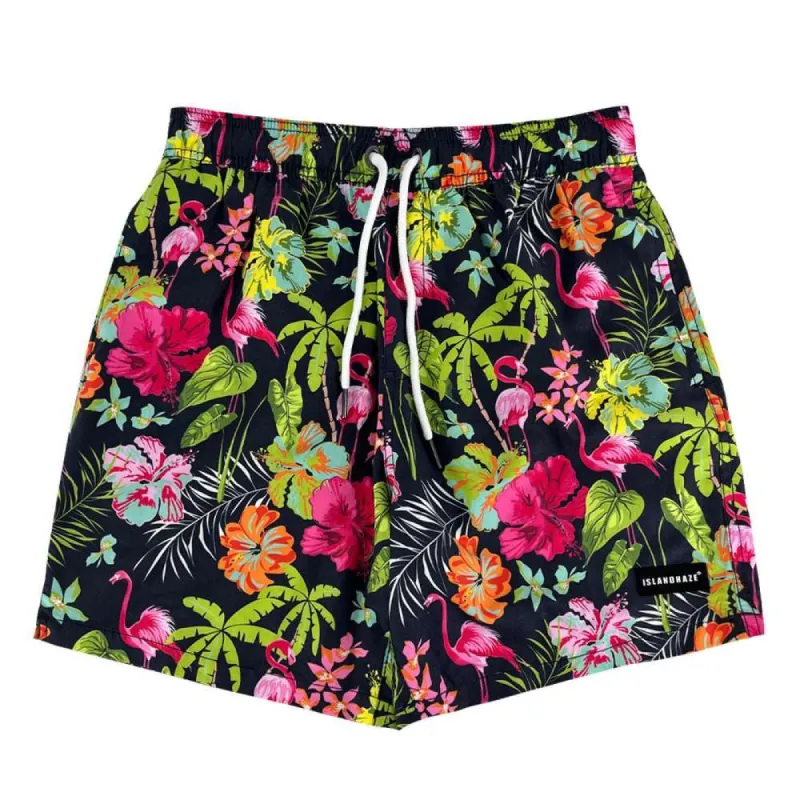 Men's 6'' Stretch Printed Volley Swim Trunks with liner-Nostalgic jungle sold by IslandHaze