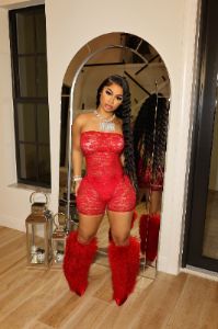 Luxury Lace Romper Red sold by Shane Justin