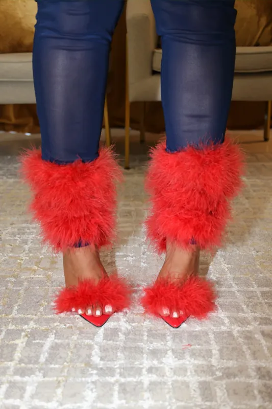 Plush Pleasure Heels Red sold by Shane Justin