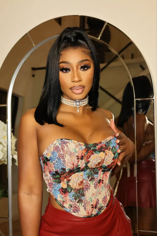 Floral Ribbon Bustier Red sold by Shane Justin