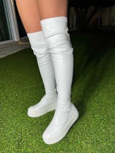 Thigh High Up Top Platforms White sold by Shane Justin