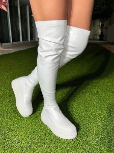 Thigh High Up Top Platforms White sold by Shane Justin