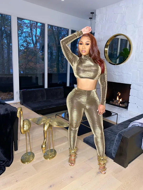 Liquid Metal Gold Leggings sold by Shane Justin