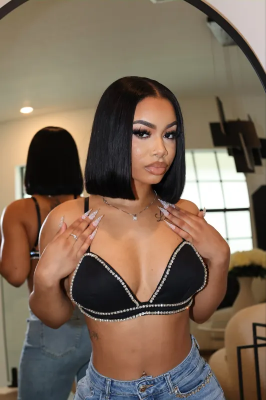 Triangle Crystal Bra Black sold by Shane Justin