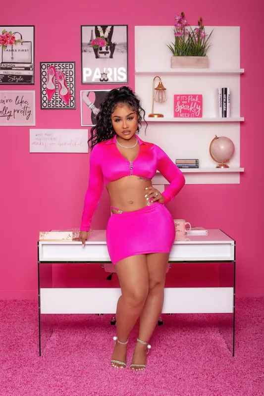 S Class Satin Hot Pink skirt sold by Shane Justin