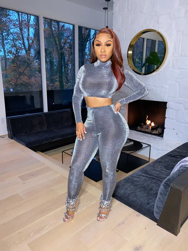 Liquid Metal Silver Cropped Top sold by Shane Justin