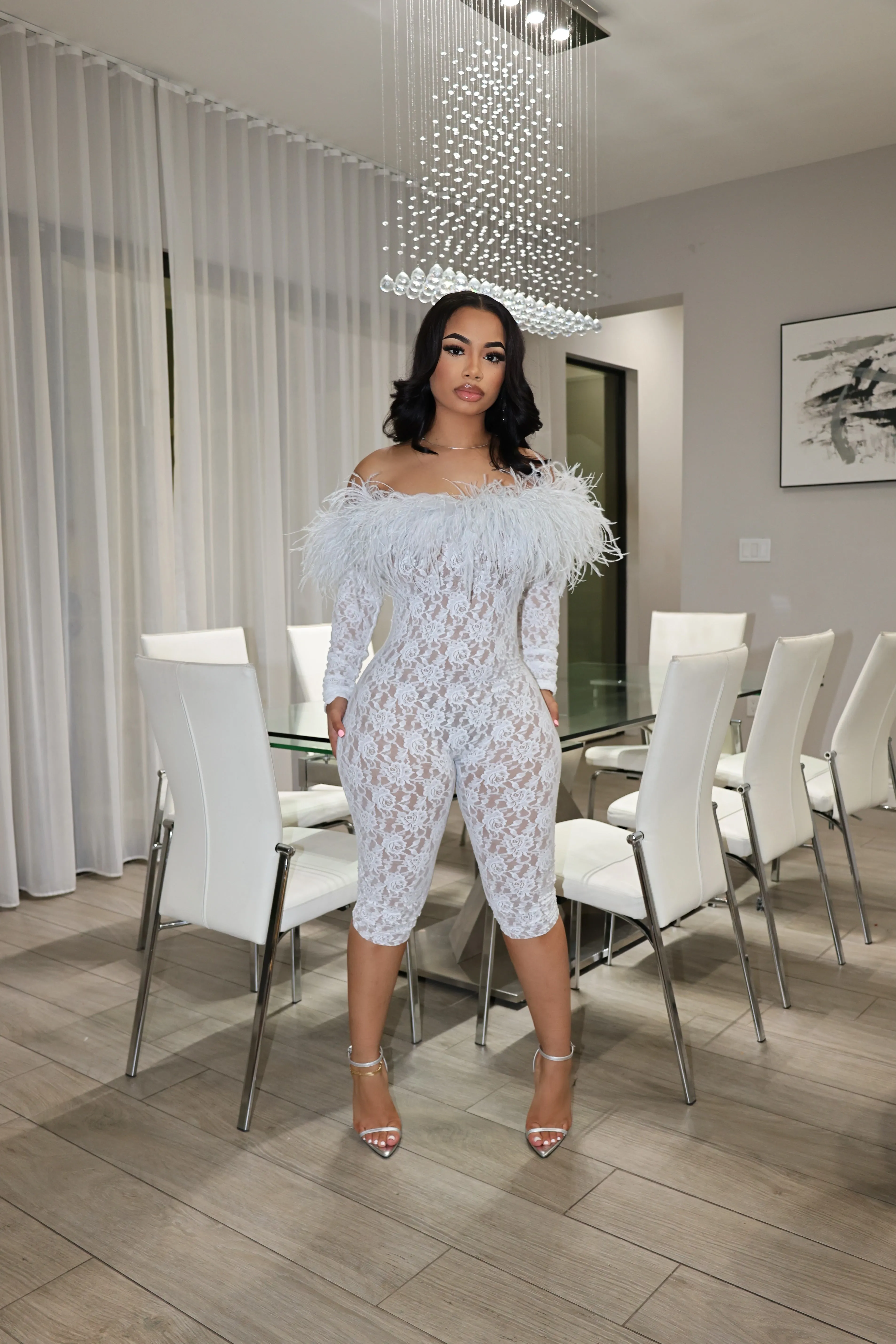 Lined Lace Jumpsuit White sold by Shane Justin product image thumbnail 4