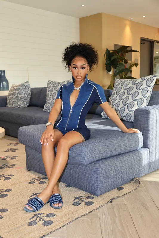 Strike Out Romper Blue Denim sold by Shane Justin