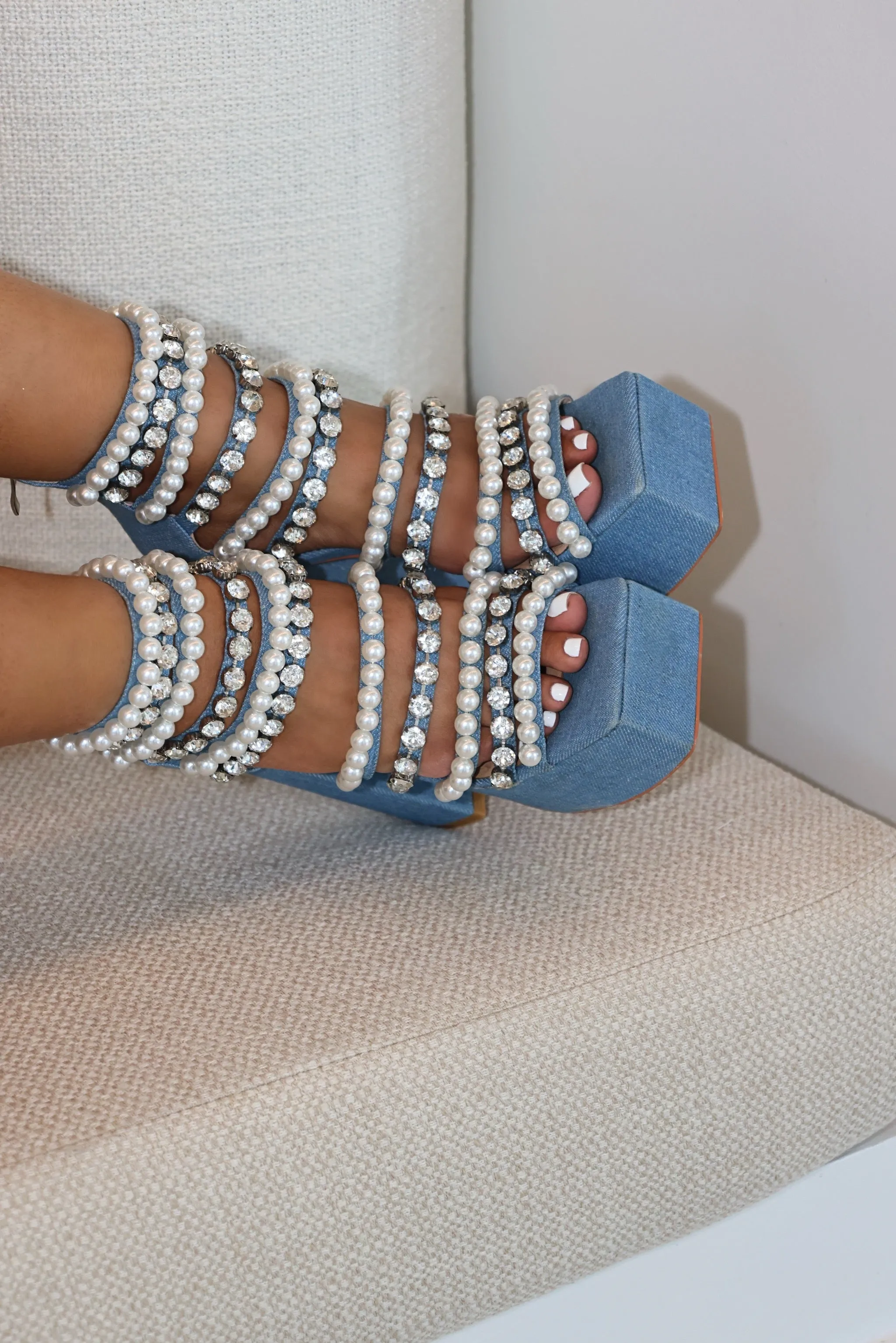 Denim Pearl Platform Heels sold by Shane Justin product image thumbnail 2