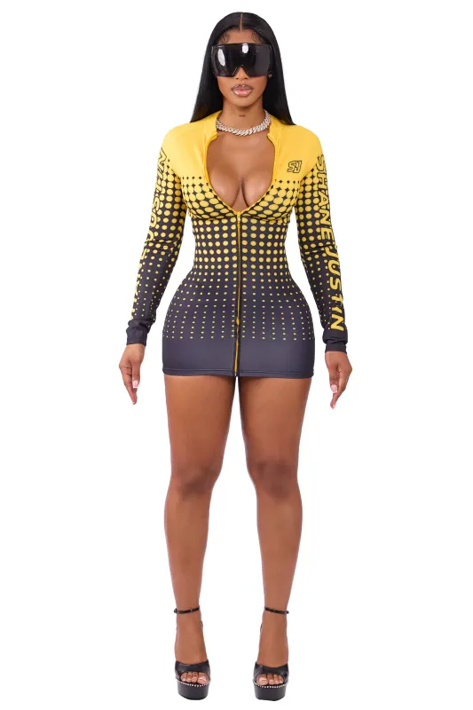 Fast Pace Racer Dress Yellow sold by Shane Justin