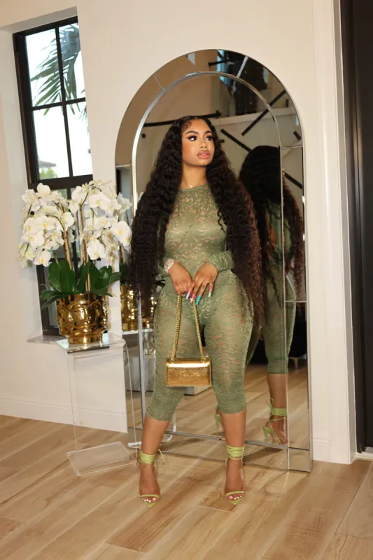 Sage Lace Jumpsuit sold by Shane Justin