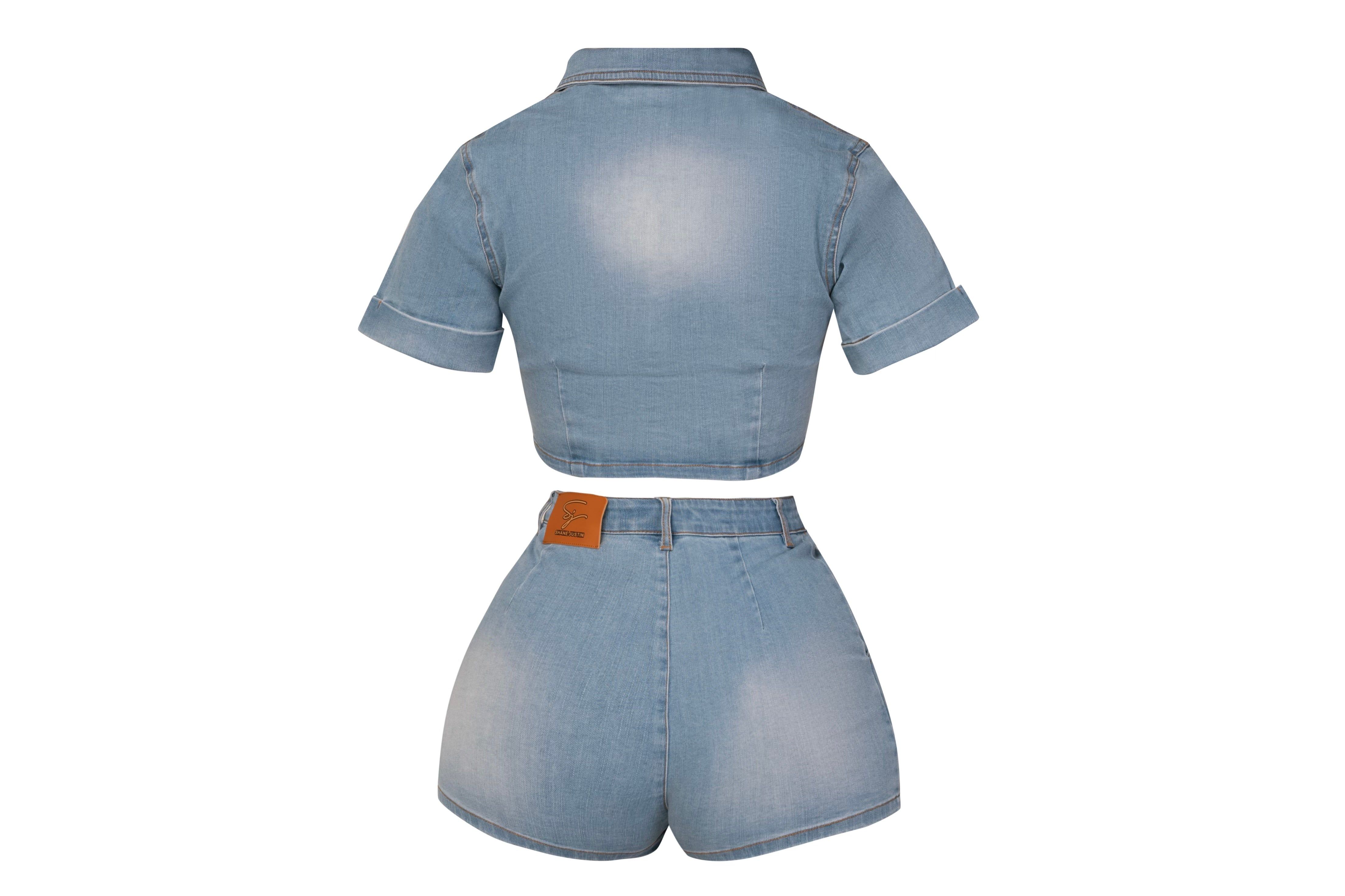 Dirty Denim Crop Shirt Blue sold by Shane Justin product image thumbnail 4
