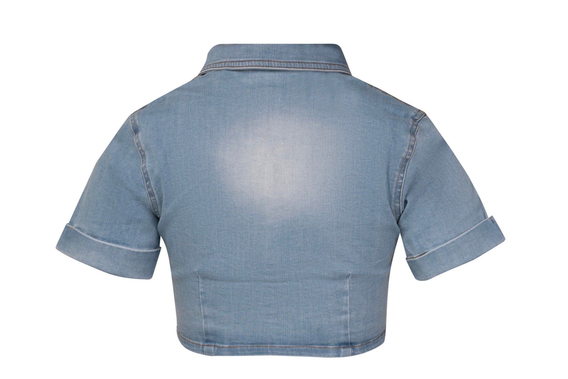 Dirty Denim Crop Shirt Blue sold by Shane Justin product image thumbnail 2