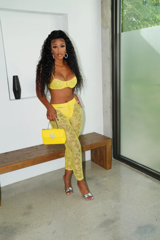 Lace Galore Pants Yellow sold by Shane Justin